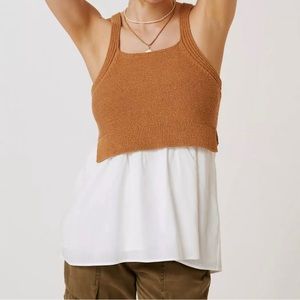 ANTHROPOLOGIE By Anthropologie Jenna Twofer Layered Sweater Tank Rust Brown SZ L